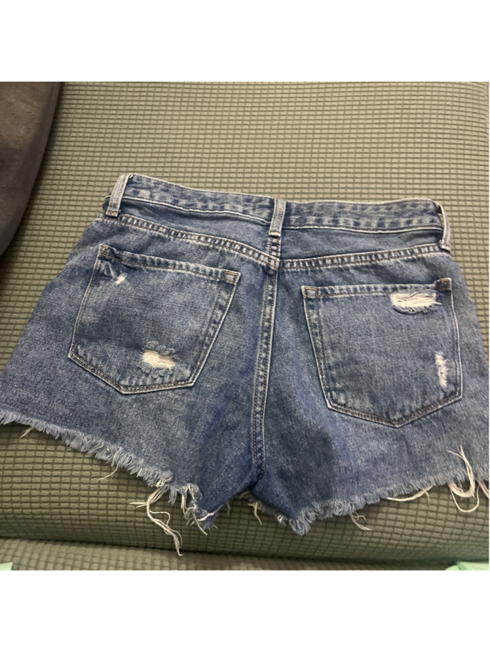 Women's JUSTUSA Blue Distressed Jean Shorts S - Picture 2 of 4